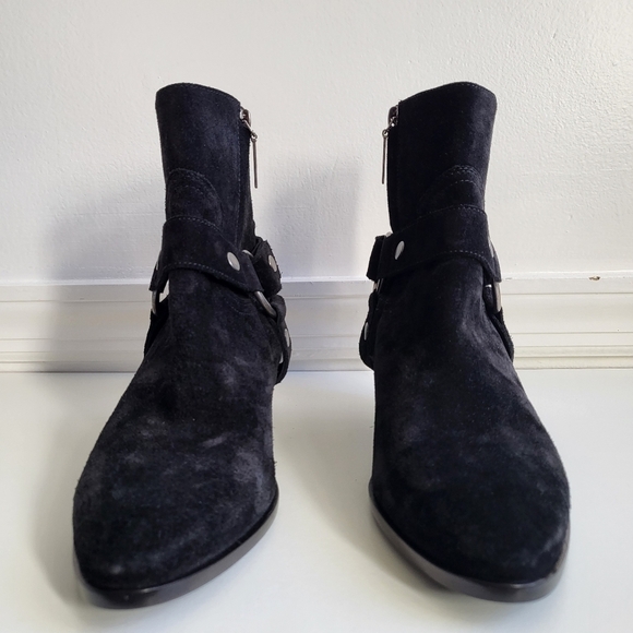 Saint Laurent Hara Suede Strap Black Booties NWT Size 6 US/6 IT - Picture 7 of 14